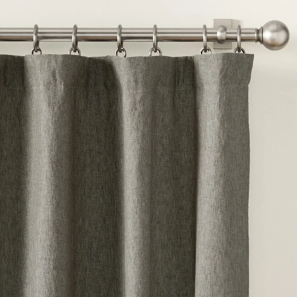 Pottery Barn Belgian Flax Linen Blackout Curtain Window Panel Dark Forest 50x84